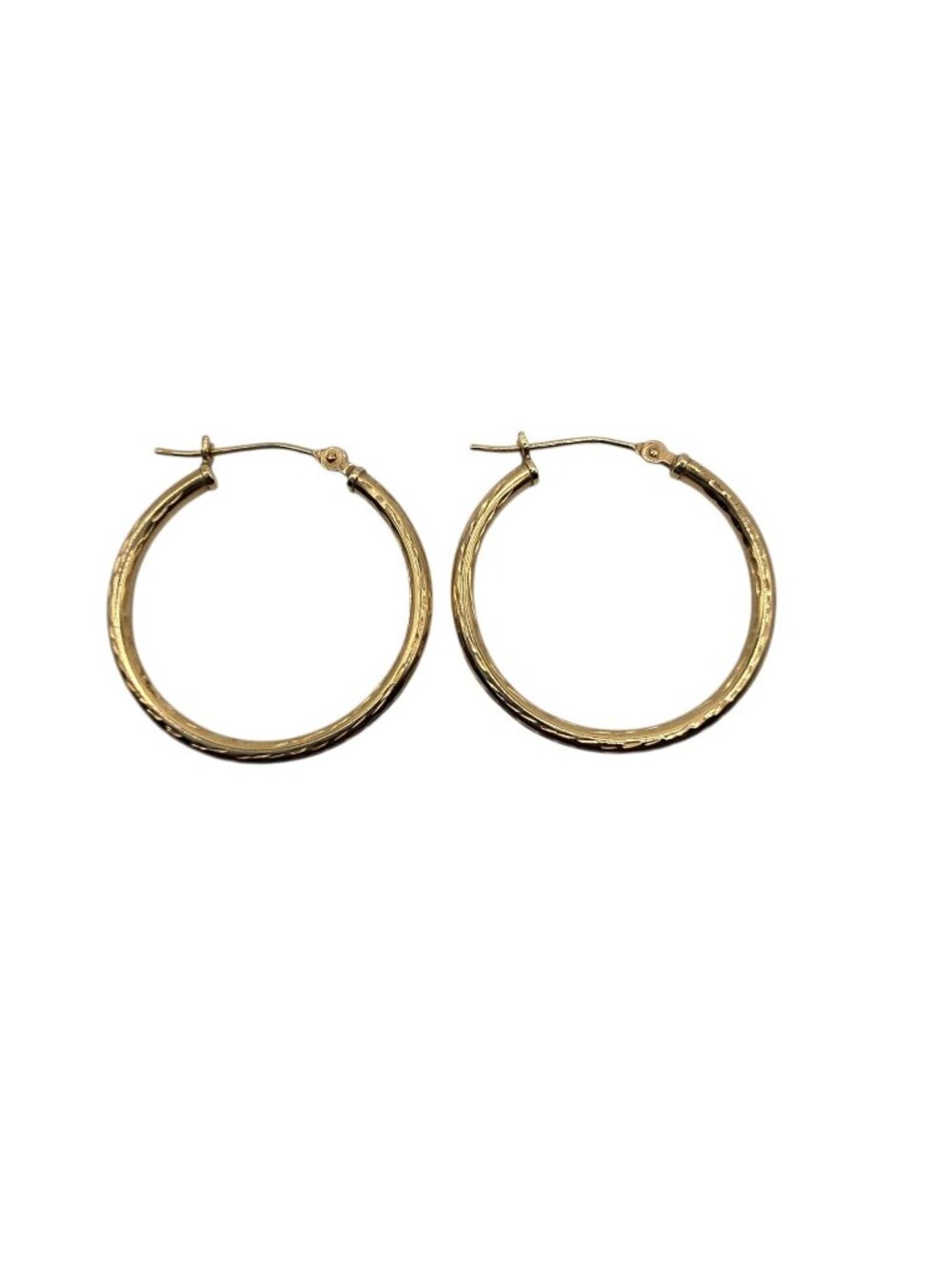 Vintage 10K Gold Hoop Earrings RL Signed Textured Tube Hoops
